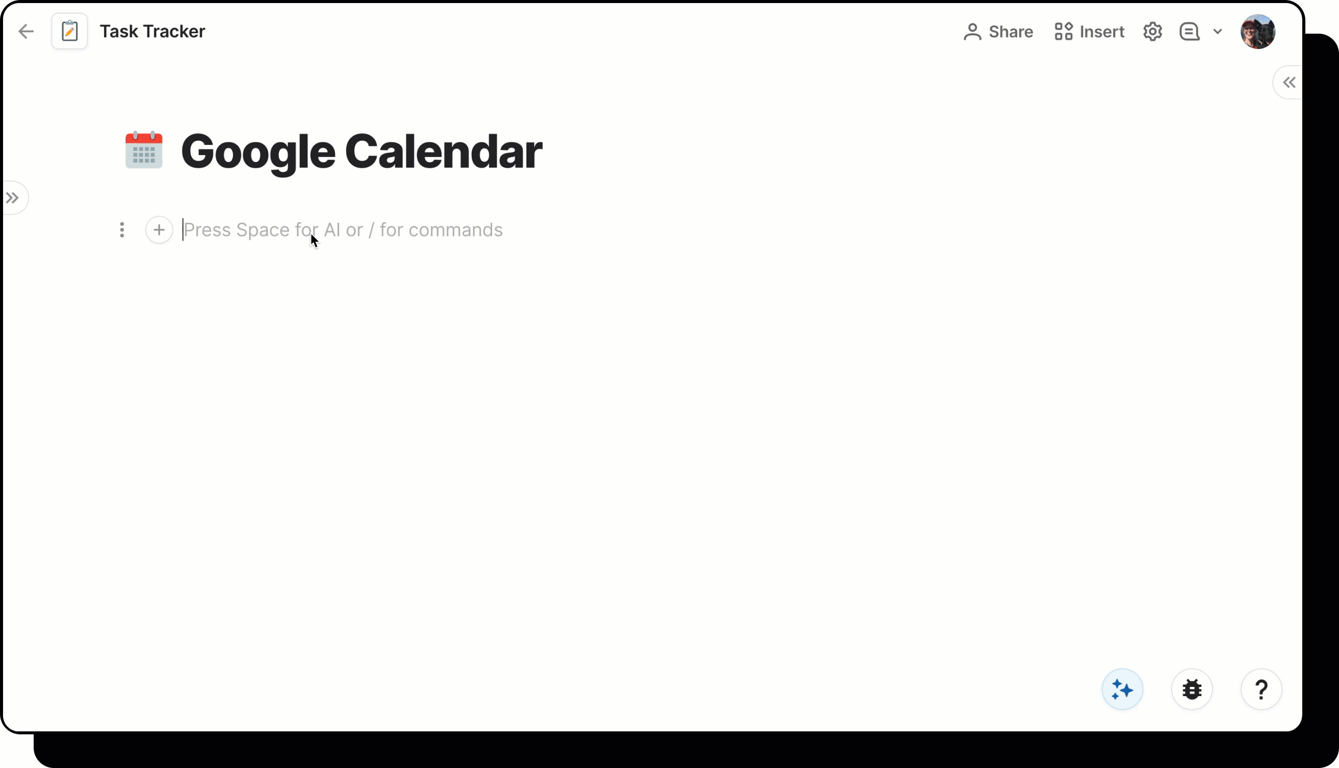 Gif showing user adding Google Calendar pack to their doc.