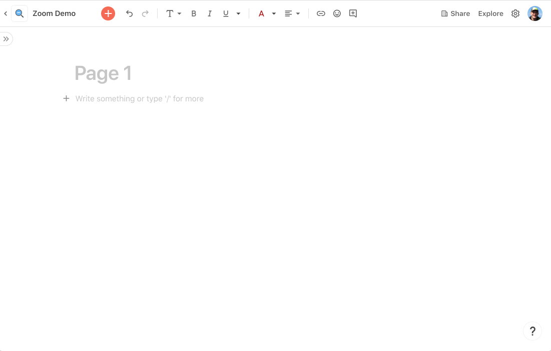 Gif showing user adding a Zoom meeting sync table to doc.