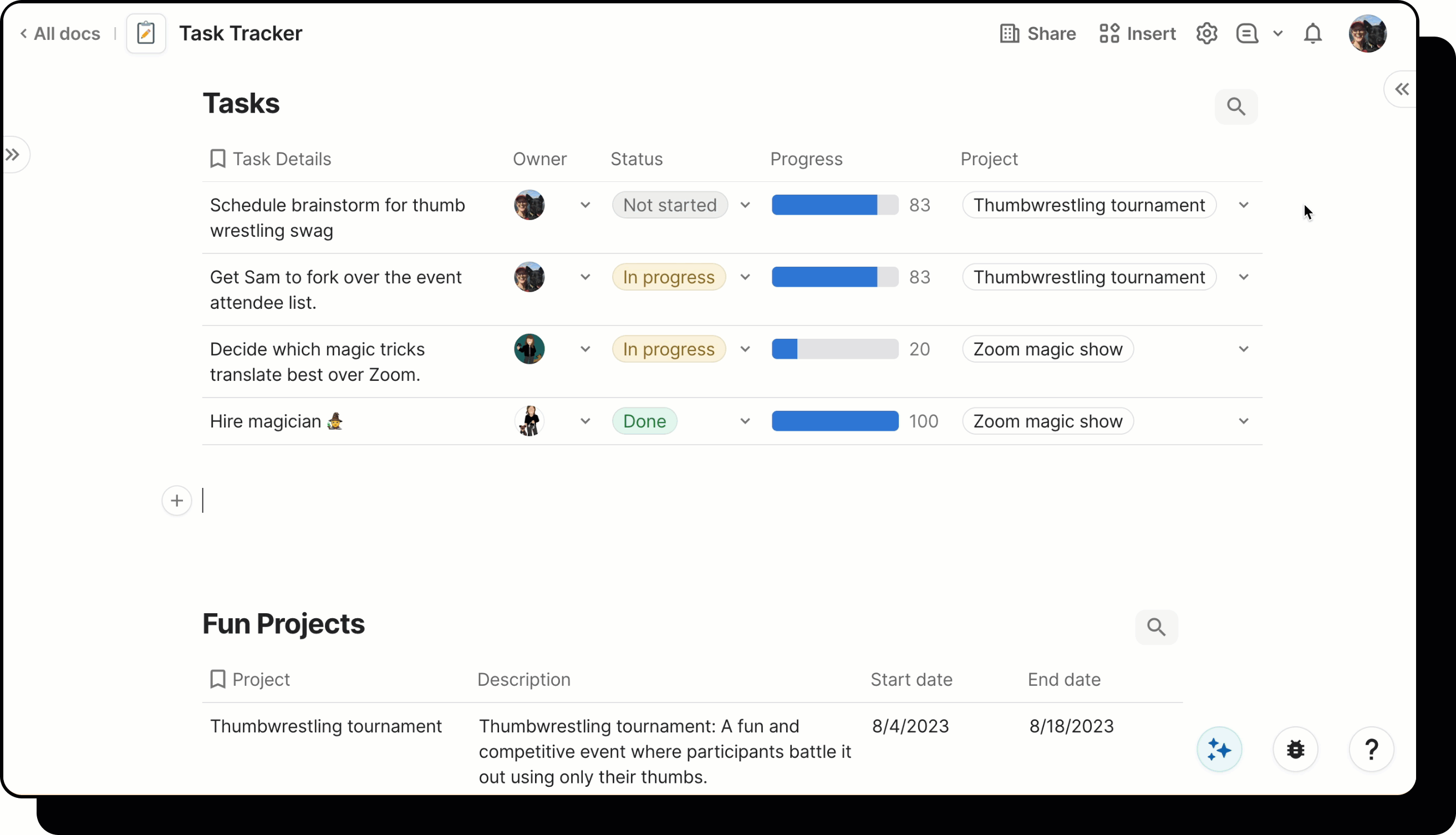 Gif showing user scroll through relation column options.