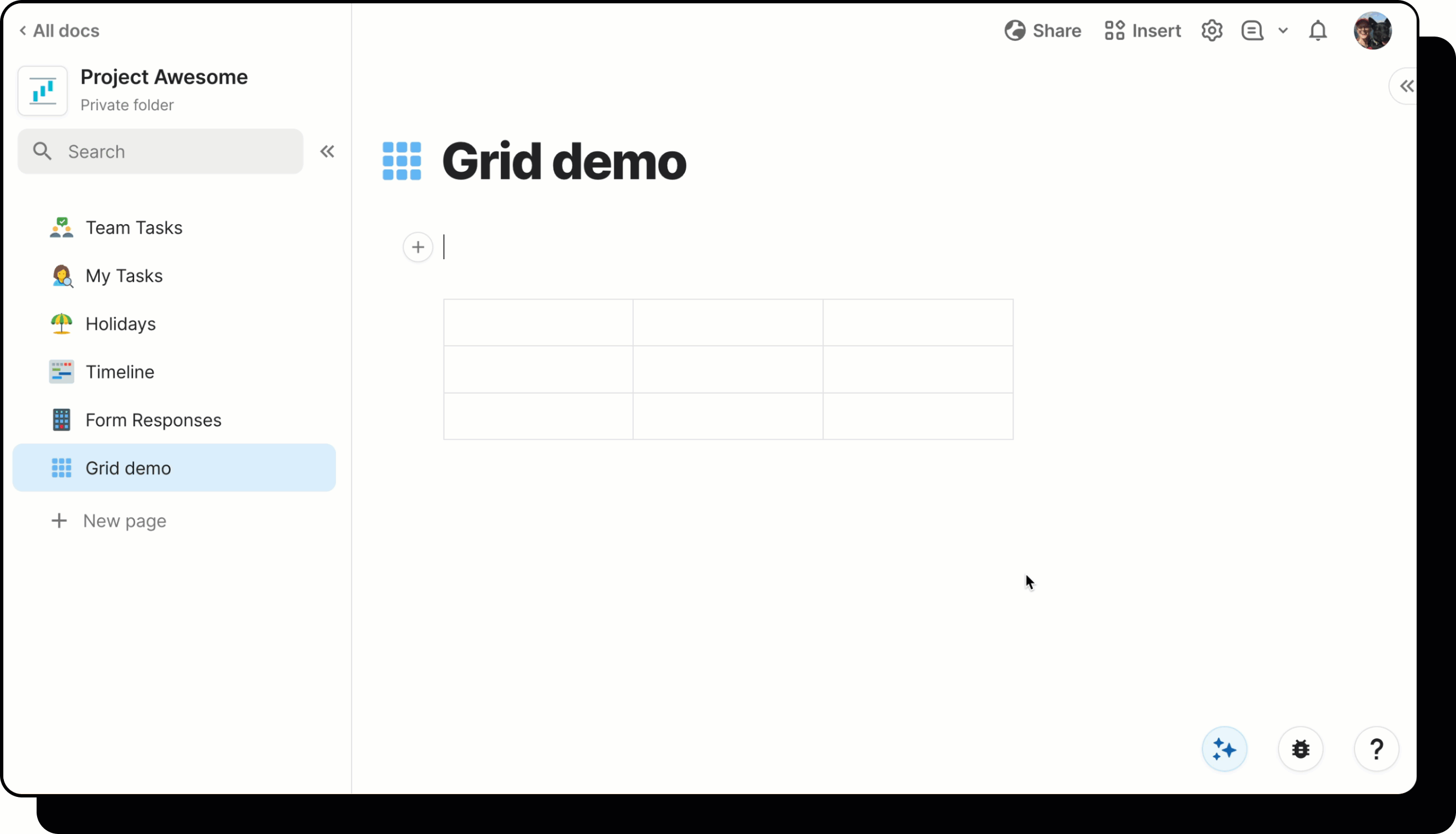 A gif demonstrating a user adding and deleting rows and columns from a grid. 
