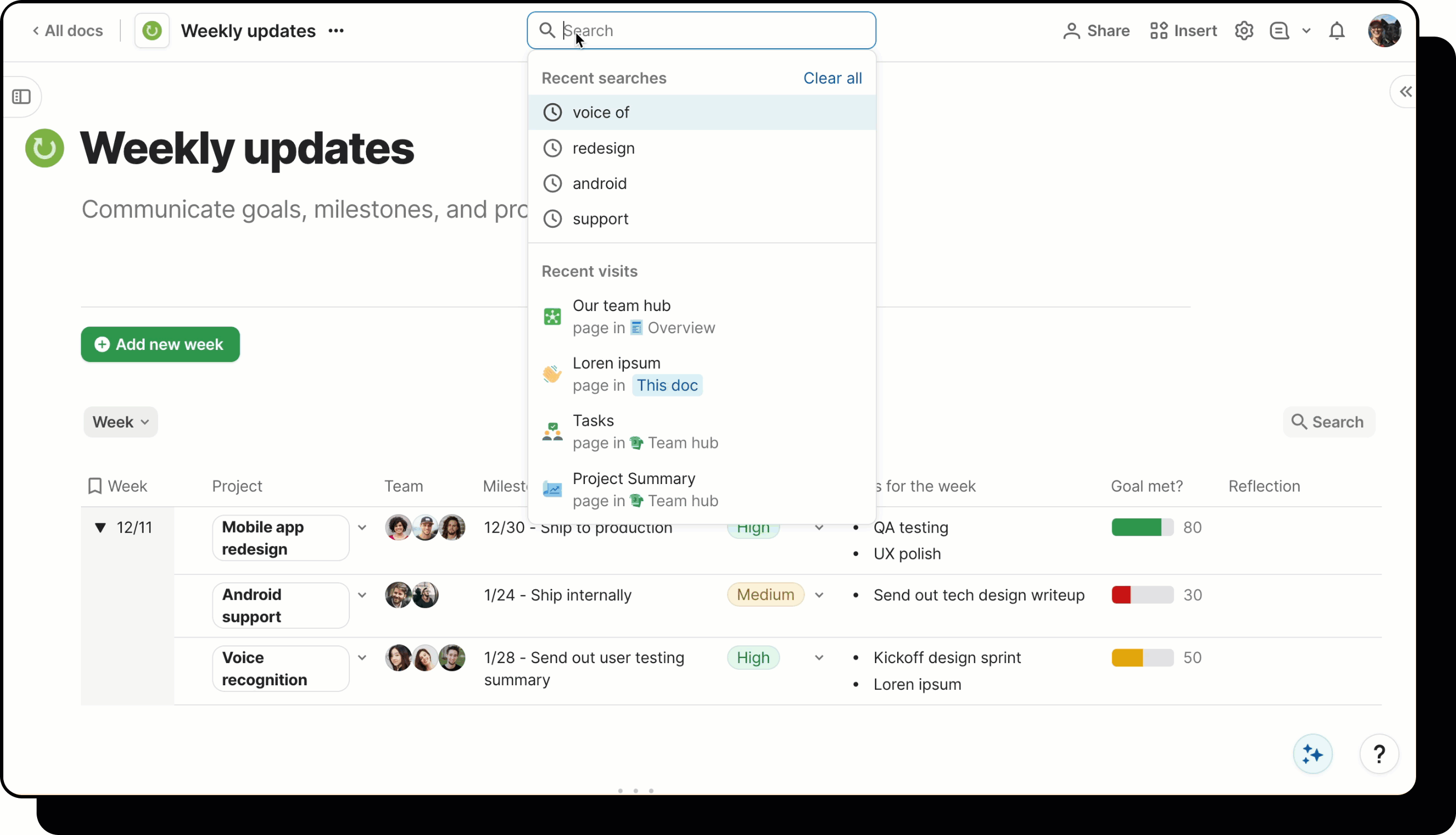 A gif showing how to toggle between All docs and This doc in the search modal.
