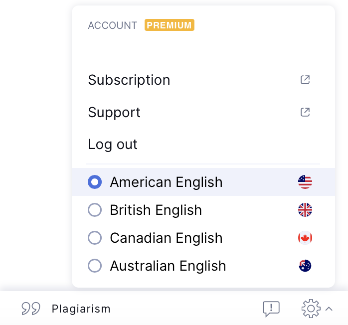 A screenshot of a Grammarly sidebar