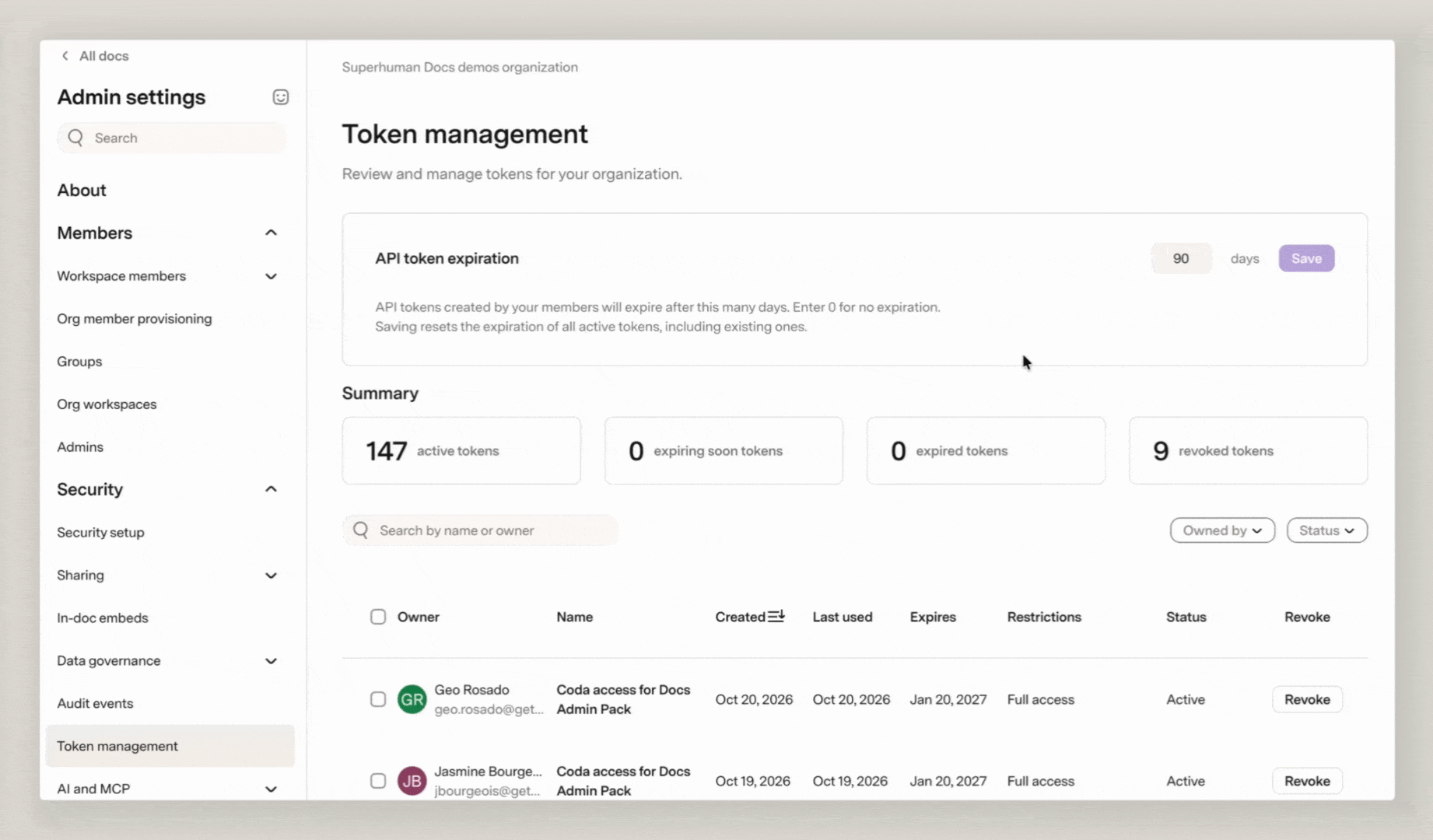 revoke API token (ent org admin).gif